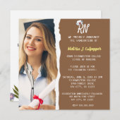 ライトブラウン フォト 看護 ピニング セレモニー 招待状 (正面/裏面)