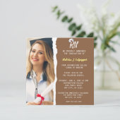 ライトブラウン フォト 看護 ピニング セレモニー 招待状 (スタンド正面)