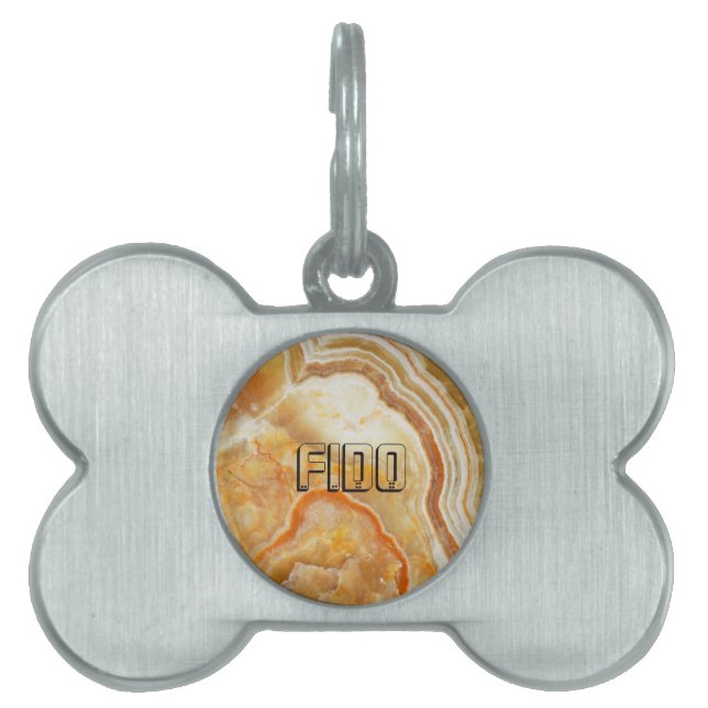 ライトブラウン&ベージュ大理石石3 ペットネームタグ (正面)