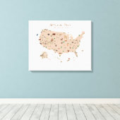 ライトブラウン 国立公園マップ ウッドランド保育園 キャンバスプリント (インサイチュ (ウッドフロア))