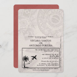 ライトブルゴーニブラジル結婚式招待状 招待状