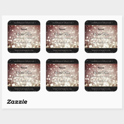 ライトブルゴーニュグリッタースパークルスターズプロダクトラベル スクエアシール (シート)