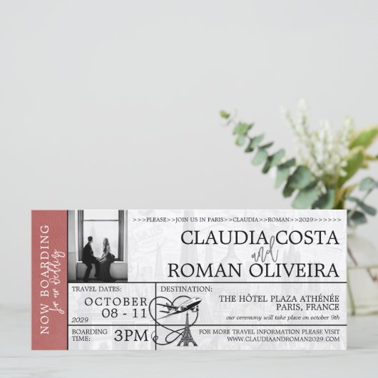 ライトブルゴーニュ結婚ーパリの搭乗券 (スタンド正面)