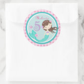 ライトブルネットマーメイドエージュファイブ誕生日シール ラウンドシール (バッグ)