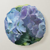 ライトブルーあじさいガーデンフラワーラウンドピロー ラウンドクッション (裏面)