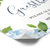 ライトブルーあじさいサイン私たちのゲストブックポスター ポスター (角)