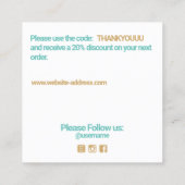 ライトブルーありがとうお客様感謝の挿入 スクエア名刺 (裏面)