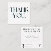 ライトブルーありがとうメディア挿入  スクエア名刺 (正面/裏面)