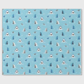 ライトブルーおもしろいの可愛いサメ ラッピングペーパー (フラット)