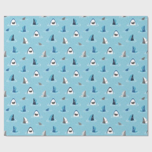 ライトブルーおもしろいの可愛いサメ ラッピングペーパー (フラット)