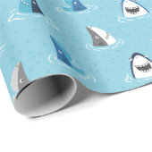 ライトブルーおもしろいの可愛いサメ ラッピングペーパー (ロールコーナー)