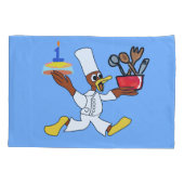 ライトブルーおもしろいシェフダッキー（アヒルちゃん）カズーピローケース 枕カバー (裏面)