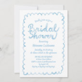 ライトブルーお洒落ウォーターのカラーブライダルシャワー 招待状 (正面)