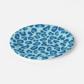 ライトブルーからダークデニムブルーへのヒョウのプリント ペーパープレート (アングル)