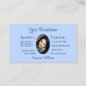 ライトブルーかわいいハートシックとモノグラムと写真 名刺 (裏面)