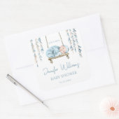 ライトブルーかわいいフローラ男の赤ちゃんシャワーシール スクエアシール (封筒)