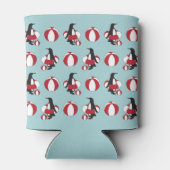 ライトブルーかわいい漫画スイミングペンギン子供の名前 缶クーラー (裏面)