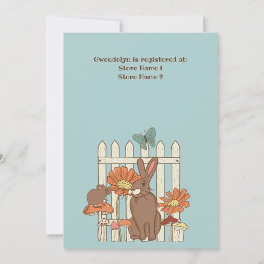 ライトブルーかわいらしコテージコアベビーシャワー 招待状 (裏面)