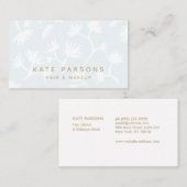 ライトブルーかわいらし微妙な花柄美しいスパ 名刺 (正面/裏面)