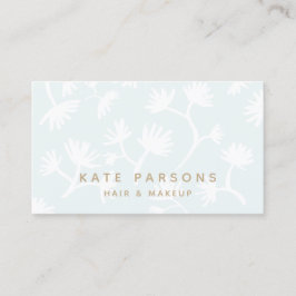 ライトブルーかわいらし微妙な花柄美しいスパ 名刺