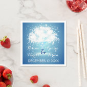 ライトブルーきらめくの魔法結婚の木 スタンダードカクテルナプキン (インサイチュ)