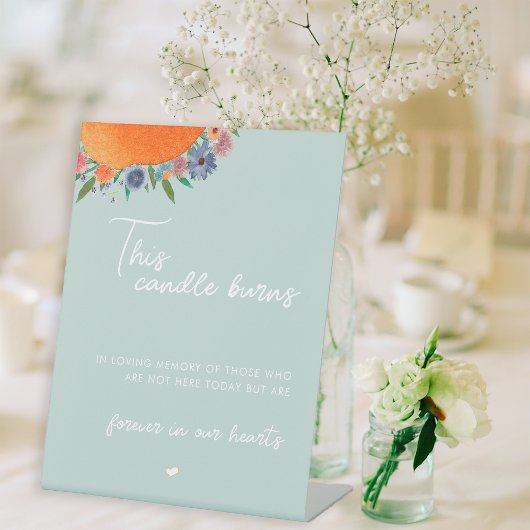 ライトブルーこのロウソクは愛情に満ちた記憶に燃える 台座サイン