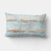 ライトブルーさび茶色オフホワイトの水色のストライプ ランバークッション (裏面)