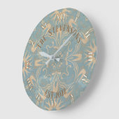 ライトブルーとクリームモザイク動揺してストーンルック ラージ壁時計 (傾斜)