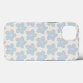 ライトブルーとクリーム色のレトロフラワー Case-Mate iPhoneケース (裏面 (横))