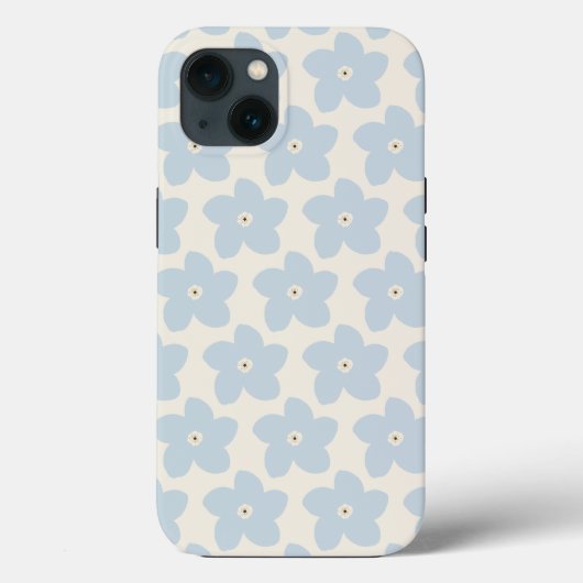 ライトブルーとクリーム色のレトロフラワー Case-Mate iPhoneケース (裏面)