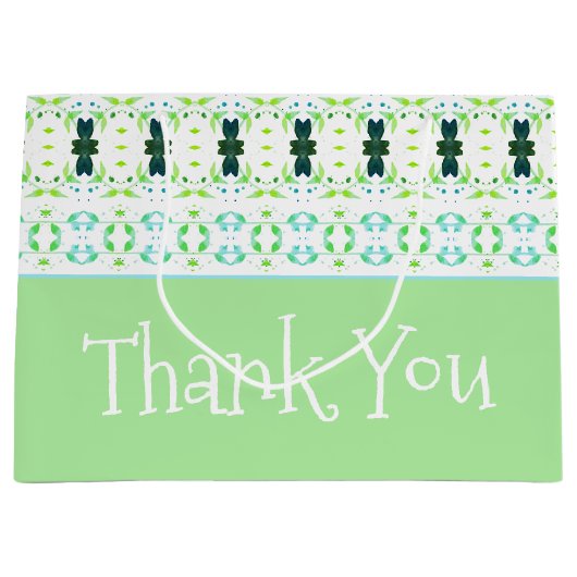 ライトブルーとグリーン ラージペーパーバッグ (正面)