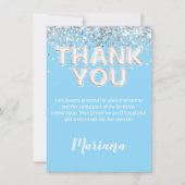 ライトブルーとシルバーのパーティーサンキューカード 招待状 (正面)