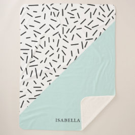 ライトブルーとジオメトリックパターパーソナライズされたン シェルパブランケット