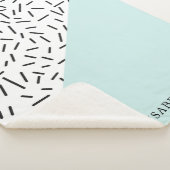 ライトブルーとジオメトリックパターパーソナライズされたン シェルパブランケット (3/4)