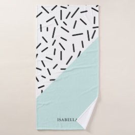 ライトブルーとジオメトリックパターパーソナライズされたン バスタオル