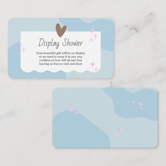 ライトブルーとスターベビーディスプレイシャワー エンクロージャーカード (正面/裏面)