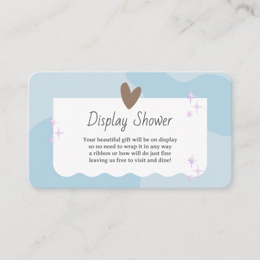 ライトブルーとスターベビーディスプレイシャワー エンクロージャーカード (正面)