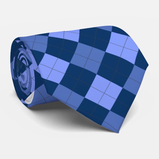 ライトブルーとダークブルーのパタアーガイルーン ネクタイ (ロール)