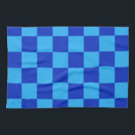 ライトブルーとダークブルー市松模様にデザイン キッチンタオル<br><div class="desc">明るいと暗い青の色のパター市松模様にンデザイン</div>