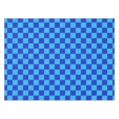 ライトブルーとダークブルー市松模様にデザイン テーブルクロス (正面(横))