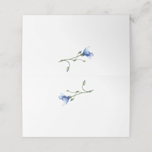 ライトブルーとネイビーの水色フローラ | プレイスカード (外部開封)