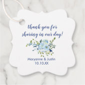 ライトブルーとネイビーブルーの水色のフローラ結婚ズ フェイバータグ (正面)