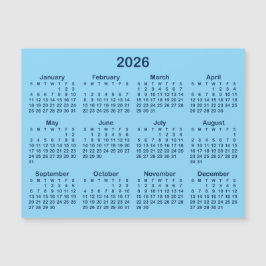 ライトブルーとネイビーブルーの2026年マグネットカレンダー