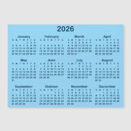 ライトブルーとネイビーブルーの2026年マグネットカレンダー