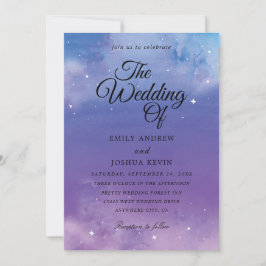 ライトブルーとパープルの結婚式招待状 招待状