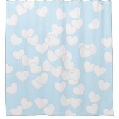 ライトブルーとビッグホワイトのハートシャワーカーテン シャワーカーテン (正面)