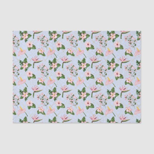 ライトブルーとピンクの花 薄葉紙 (正面)