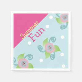 ライトブルーとピンク スタンダードカクテルナプキン