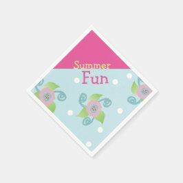 ライトブルーとピンク スタンダードカクテルナプキン