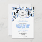 ライトブルーとブラックのチームカラーのバレーボール表彰パーティー 招待状 (正面)